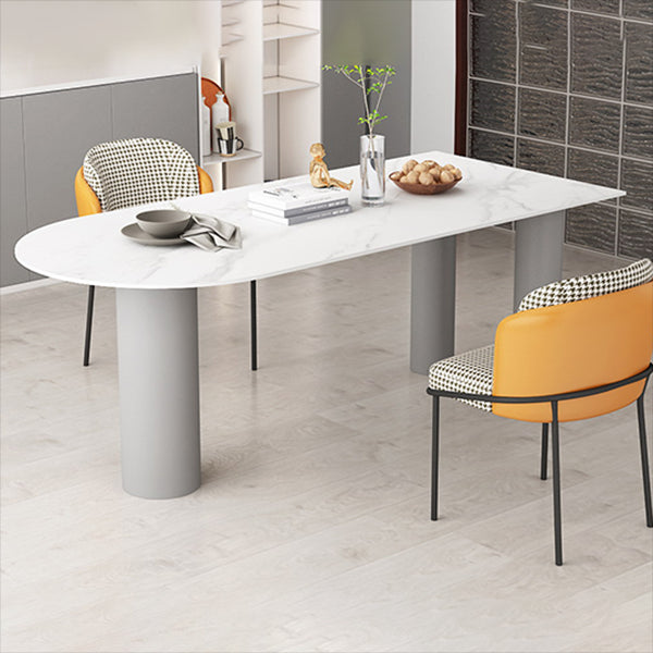 Free Form 3 Legs Modern Style Dining Table White Fixed Table with Sintered Stone White-Gray Without Chairs Clearhalo ' dining_table' 'Dining Tables & Seating' 'Dining Tables' 'furn' 'furn_dining_table' 'Furniture' 'furniture_dining_table' 'Kitchen & Dining Furniture' 'kitchen&dining_furn' 'kitchen' 'kitchen_dining_table' 3598612