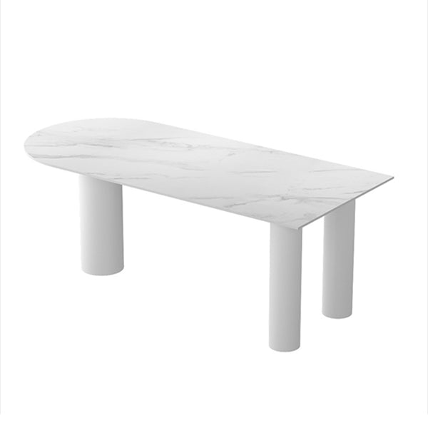 Free Form 3 Legs Modern Style Dining Table White Fixed Table with Sintered Stone Clearhalo ' dining_table' 'Dining Tables & Seating' 'Dining Tables' 'furn' 'furn_dining_table' 'Furniture' 'furniture_dining_table' 'Kitchen & Dining Furniture' 'kitchen&dining_furn' 'kitchen' 'kitchen_dining_table' 3598616