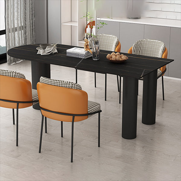Free Form 3 Legs Modern Style Dining Table White Fixed Table with Sintered Stone Black Without Chairs Clearhalo ' dining_table' 'Dining Tables & Seating' 'Dining Tables' 'furn' 'furn_dining_table' 'Furniture' 'furniture_dining_table' 'Kitchen & Dining Furniture' 'kitchen&dining_furn' 'kitchen' 'kitchen_dining_table' 3598619
