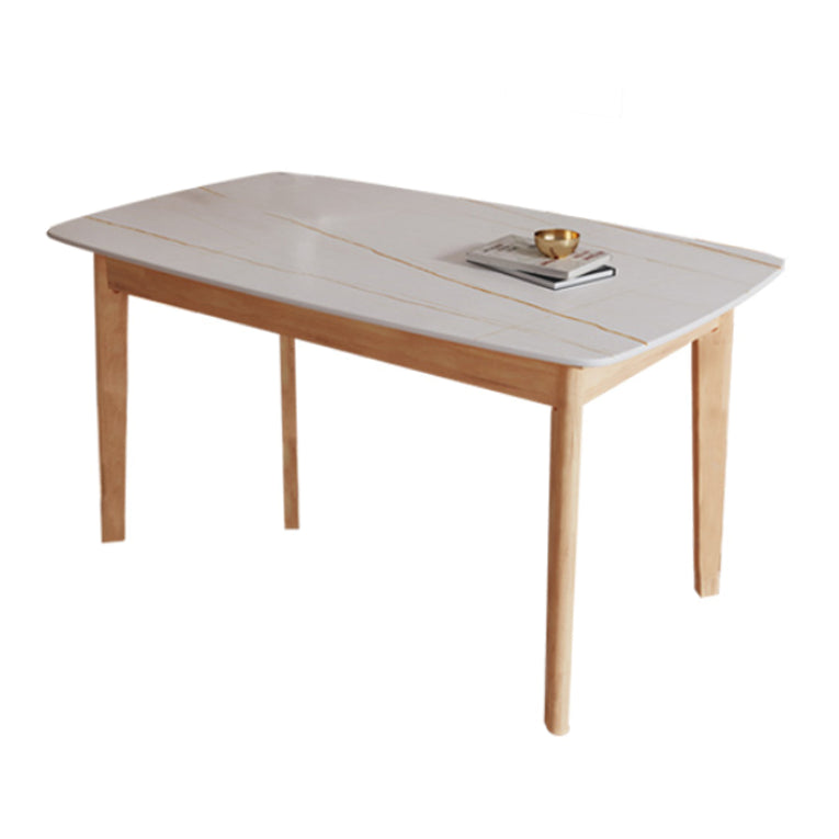 Minimalist Rectangle Shape Kitchen Dining Table Sintered Stone Top Dining Table with 4 Legs Base White Gold Without Chairs Clearhalo ' dining_table' 'Dining Tables & Seating' 'Dining Tables' 'furn' 'furn_dining_table' 'Furniture' 'furniture_dining_table' 'Kitchen & Dining Furniture' 'kitchen&dining_furn' 'kitchen' 'kitchen_dining_table' 3598624