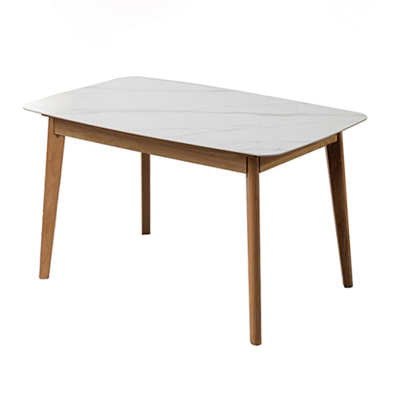 Minimalist Rectangle Shape Kitchen Dining Table Sintered Stone Top Dining Table with 4 Legs Base White Without Chairs Clearhalo ' dining_table' 'Dining Tables & Seating' 'Dining Tables' 'furn' 'furn_dining_table' 'Furniture' 'furniture_dining_table' 'Kitchen & Dining Furniture' 'kitchen&dining_furn' 'kitchen' 'kitchen_dining_table' 3598625