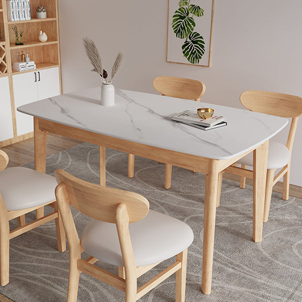 Minimalist Rectangle Shape Kitchen Dining Table Sintered Stone Top Dining Table with 4 Legs Base Clearhalo ' dining_table' 'Dining Tables & Seating' 'Dining Tables' 'furn' 'furn_dining_table' 'Furniture' 'furniture_dining_table' 'Kitchen & Dining Furniture' 'kitchen&dining_furn' 'kitchen' 'kitchen_dining_table' 3598626
