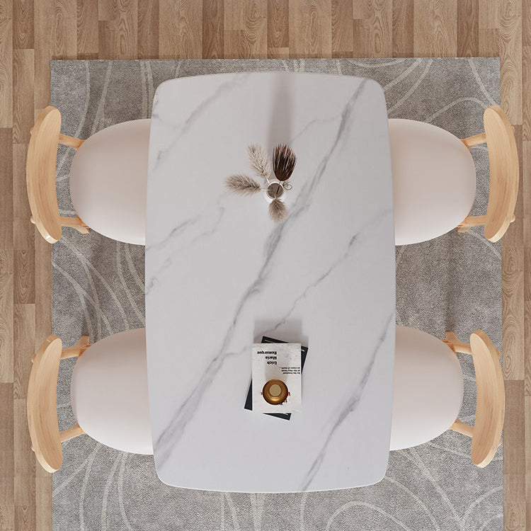 Minimalist Rectangle Shape Kitchen Dining Table Sintered Stone Top Dining Table with 4 Legs Base Clearhalo ' dining_table' 'Dining Tables & Seating' 'Dining Tables' 'furn' 'furn_dining_table' 'Furniture' 'furniture_dining_table' 'Kitchen & Dining Furniture' 'kitchen&dining_furn' 'kitchen' 'kitchen_dining_table' 3598636