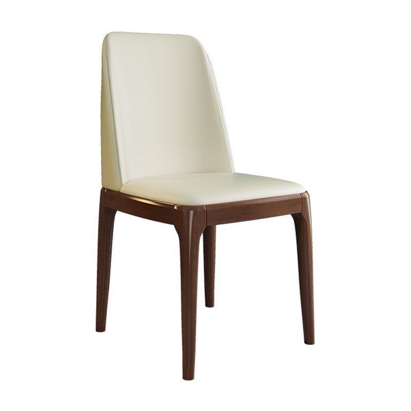 Scandinavian Style Wood Dining Side Chair Dining Room Armless Solid Back Chair Off-White 1 Piece Walnut Clearhalo ' kitchen&dining_furn' 'Dining Chairs' 'Dining Tables & Seating' 'dining_chair' 'furn' 'furn_dining_chair' 'Furniture' 'furniture_dining_chair' 'Kitchen & Dining Furniture' 'kitchen' 3598644