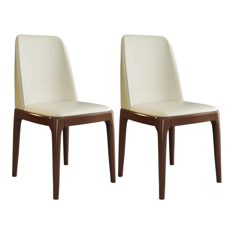 Scandinavian Style Wood Dining Side Chair Dining Room Armless Solid Back Chair Off-White 2 Piece Set Walnut Clearhalo ' kitchen&dining_furn' 'Dining Chairs' 'Dining Tables & Seating' 'dining_chair' 'furn' 'furn_dining_chair' 'Furniture' 'furniture_dining_chair' 'Kitchen & Dining Furniture' 'kitchen' 3598646