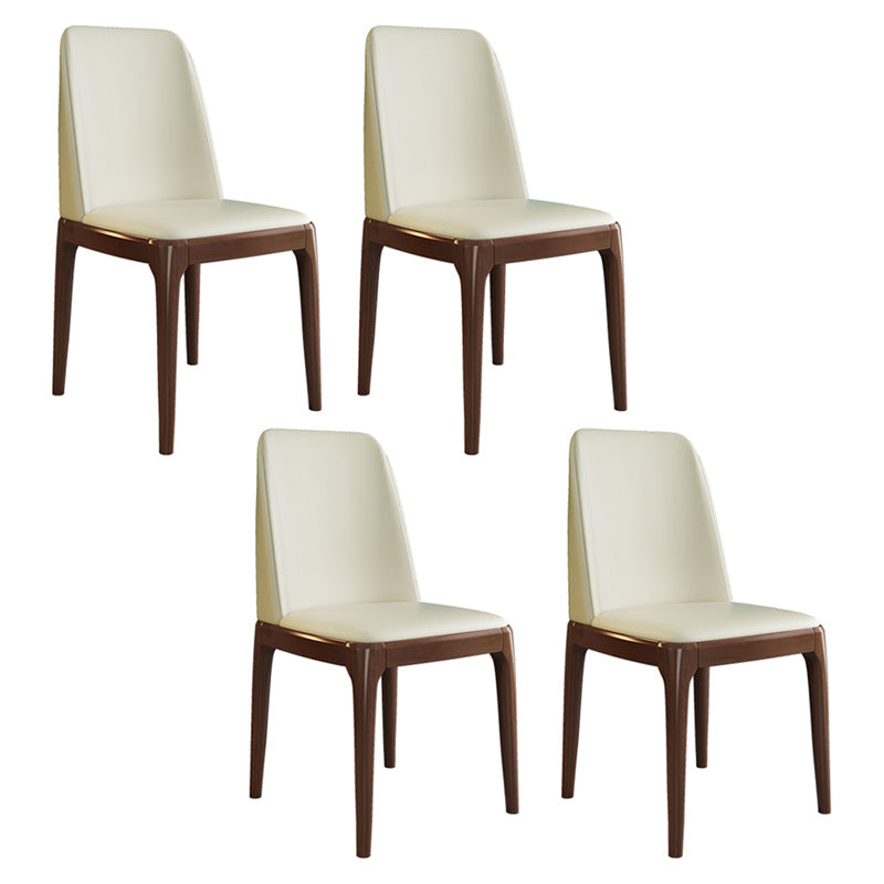 Scandinavian Style Wood Dining Side Chair Dining Room Armless Solid Back Chair Off-White 4 Piece Set Walnut Clearhalo ' kitchen&dining_furn' 'Dining Chairs' 'Dining Tables & Seating' 'dining_chair' 'furn' 'furn_dining_chair' 'Furniture' 'furniture_dining_chair' 'Kitchen & Dining Furniture' 'kitchen' 3598648