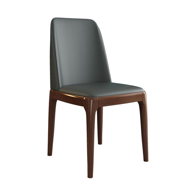 Scandinavian Style Wood Dining Side Chair Dining Room Armless Solid Back Chair Dark Gray 1 Piece Walnut Clearhalo ' kitchen&dining_furn' 'Dining Chairs' 'Dining Tables & Seating' 'dining_chair' 'furn' 'furn_dining_chair' 'Furniture' 'furniture_dining_chair' 'Kitchen & Dining Furniture' 'kitchen' 3598650