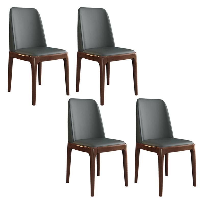 Scandinavian Style Wood Dining Side Chair Dining Room Armless Solid Back Chair Dark Gray 4 Piece Set Walnut Clearhalo ' kitchen&dining_furn' 'Dining Chairs' 'Dining Tables & Seating' 'dining_chair' 'furn' 'furn_dining_chair' 'Furniture' 'furniture_dining_chair' 'Kitchen & Dining Furniture' 'kitchen' 3598653