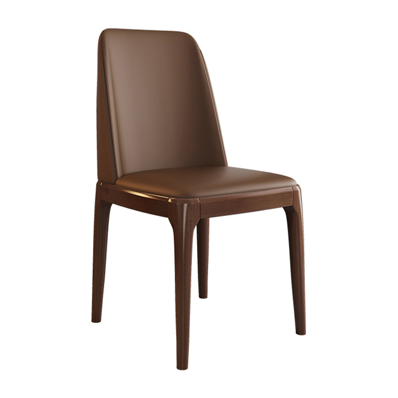 Scandinavian Style Wood Dining Side Chair Dining Room Armless Solid Back Chair Coffee 1 Piece Walnut Clearhalo ' kitchen&dining_furn' 'Dining Chairs' 'Dining Tables & Seating' 'dining_chair' 'furn' 'furn_dining_chair' 'Furniture' 'furniture_dining_chair' 'Kitchen & Dining Furniture' 'kitchen' 3598658
