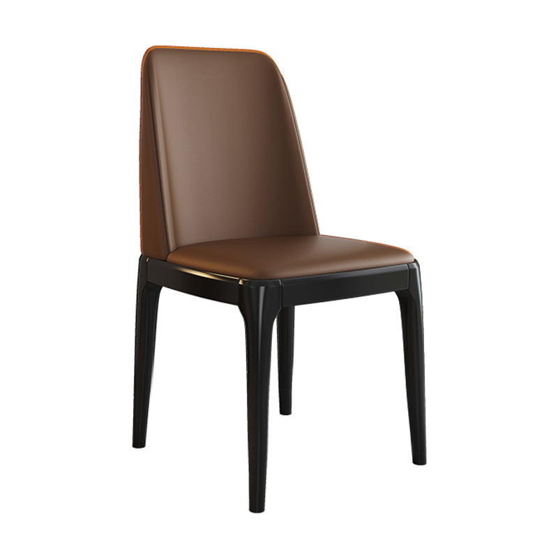 Scandinavian Style Wood Dining Side Chair Dining Room Armless Solid Back Chair Coffee 1 Piece Black Clearhalo ' kitchen&dining_furn' 'Dining Chairs' 'Dining Tables & Seating' 'dining_chair' 'furn' 'furn_dining_chair' 'Furniture' 'furniture_dining_chair' 'Kitchen & Dining Furniture' 'kitchen' 3598661