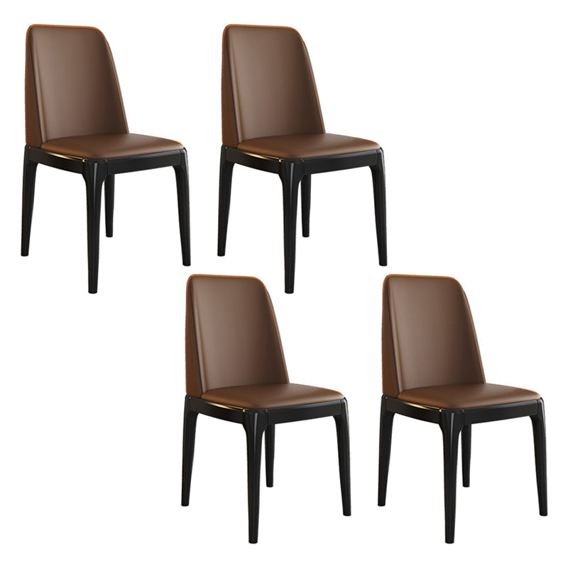 Scandinavian Style Wood Dining Side Chair Dining Room Armless Solid Back Chair Coffee 4 Piece Set Black Clearhalo ' kitchen&dining_furn' 'Dining Chairs' 'Dining Tables & Seating' 'dining_chair' 'furn' 'furn_dining_chair' 'Furniture' 'furniture_dining_chair' 'Kitchen & Dining Furniture' 'kitchen' 3598663
