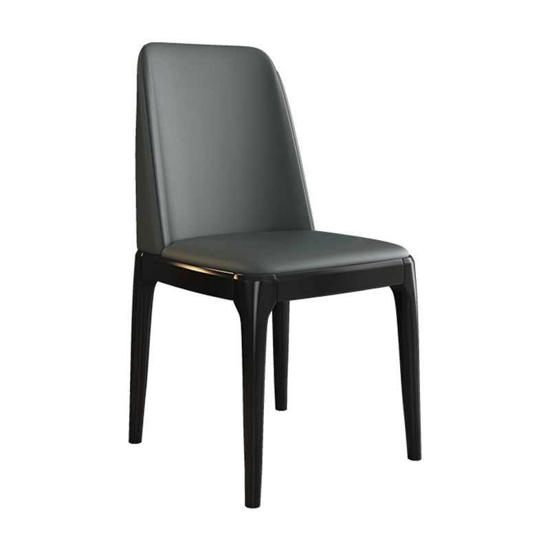 Scandinavian Style Wood Dining Side Chair Dining Room Armless Solid Back Chair Dark Gray 1 Piece Black Clearhalo ' kitchen&dining_furn' 'Dining Chairs' 'Dining Tables & Seating' 'dining_chair' 'furn' 'furn_dining_chair' 'Furniture' 'furniture_dining_chair' 'Kitchen & Dining Furniture' 'kitchen' 3598664