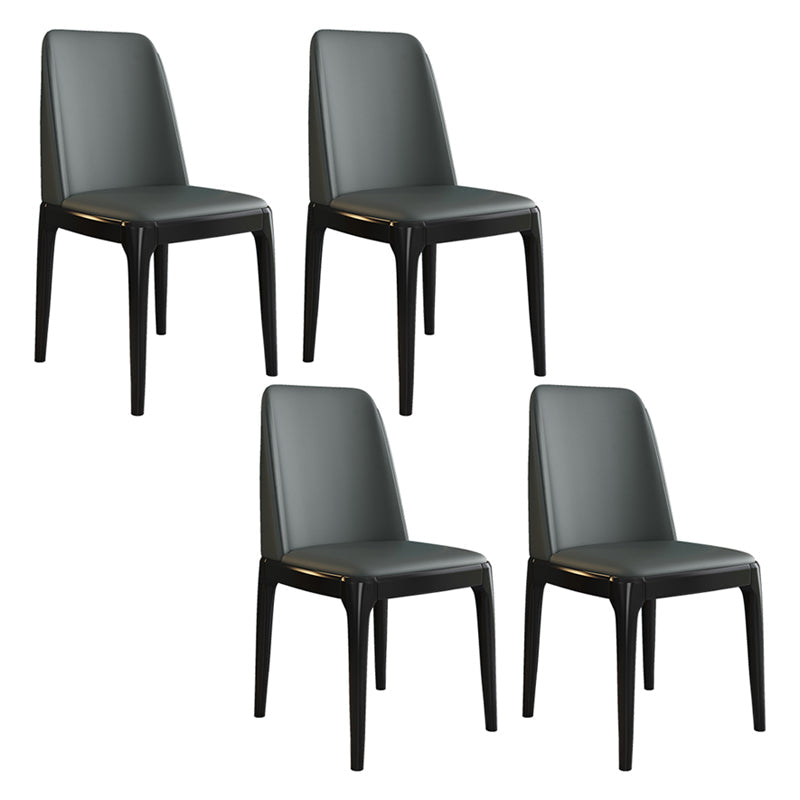 Scandinavian Style Wood Dining Side Chair Dining Room Armless Solid Back Chair Dark Gray 4 Piece Set Black Clearhalo ' kitchen&dining_furn' 'Dining Chairs' 'Dining Tables & Seating' 'dining_chair' 'furn' 'furn_dining_chair' 'Furniture' 'furniture_dining_chair' 'Kitchen & Dining Furniture' 'kitchen' 3598666