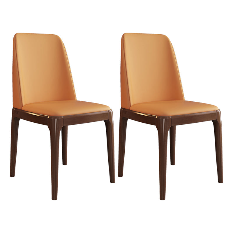 Scandinavian Style Wood Dining Side Chair Dining Room Armless Solid Back Chair Orange 2 Piece Set Walnut Clearhalo ' kitchen&dining_furn' 'Dining Chairs' 'Dining Tables & Seating' 'dining_chair' 'furn' 'furn_dining_chair' 'Furniture' 'furniture_dining_chair' 'Kitchen & Dining Furniture' 'kitchen' 3598673