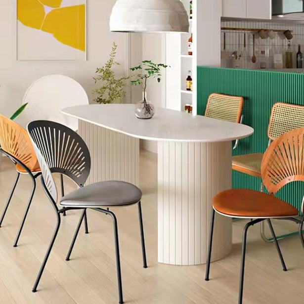Double Pedestal Oval Dining Table Simple Style Solid Wood Dinette Table Clearhalo ' dining_table' 'Dining Tables & Seating' 'Dining Tables' 'furn' 'furn_dining_table' 'Furniture' 'furniture_dining_table' 'Kitchen & Dining Furniture' 'kitchen&dining_furn' 'kitchen' 'kitchen_dining_table' 3600051