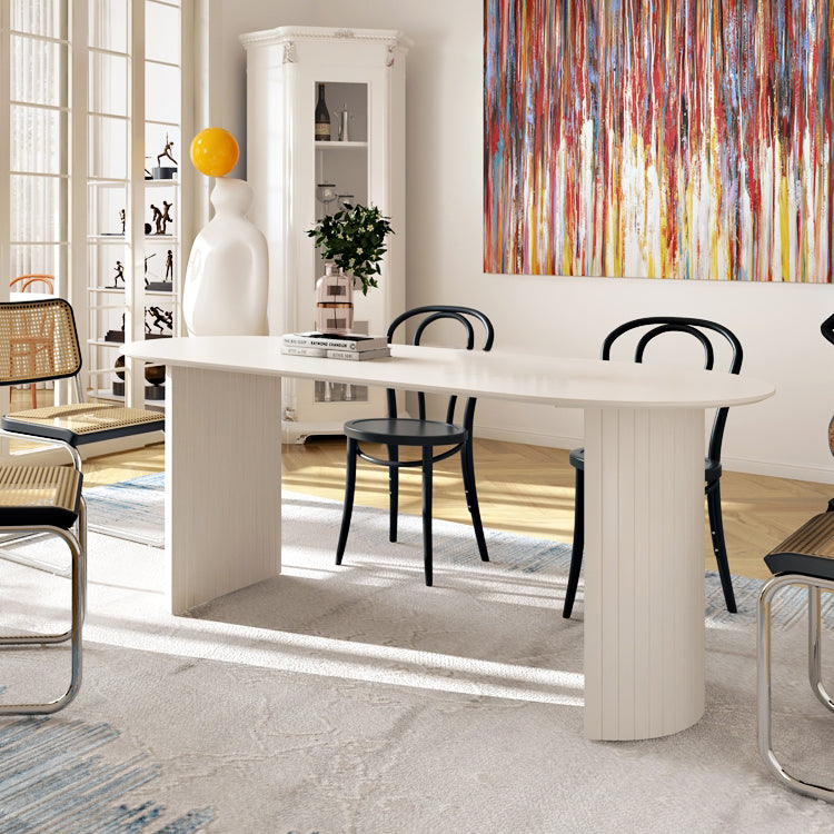 Double Pedestal Oval Dining Table Simple Style Solid Wood Dinette Table Clearhalo ' dining_table' 'Dining Tables & Seating' 'Dining Tables' 'furn' 'furn_dining_table' 'Furniture' 'furniture_dining_table' 'Kitchen & Dining Furniture' 'kitchen&dining_furn' 'kitchen' 'kitchen_dining_table' 3600052