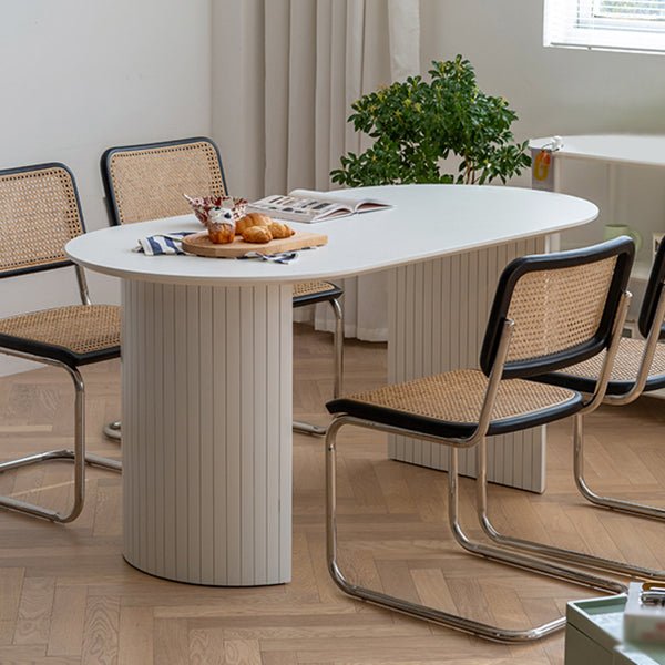 Double Pedestal Oval Dining Table Simple Style Solid Wood Dinette Table Clearhalo ' dining_table' 'Dining Tables & Seating' 'Dining Tables' 'furn' 'furn_dining_table' 'Furniture' 'furniture_dining_table' 'Kitchen & Dining Furniture' 'kitchen&dining_furn' 'kitchen' 'kitchen_dining_table' 3600053