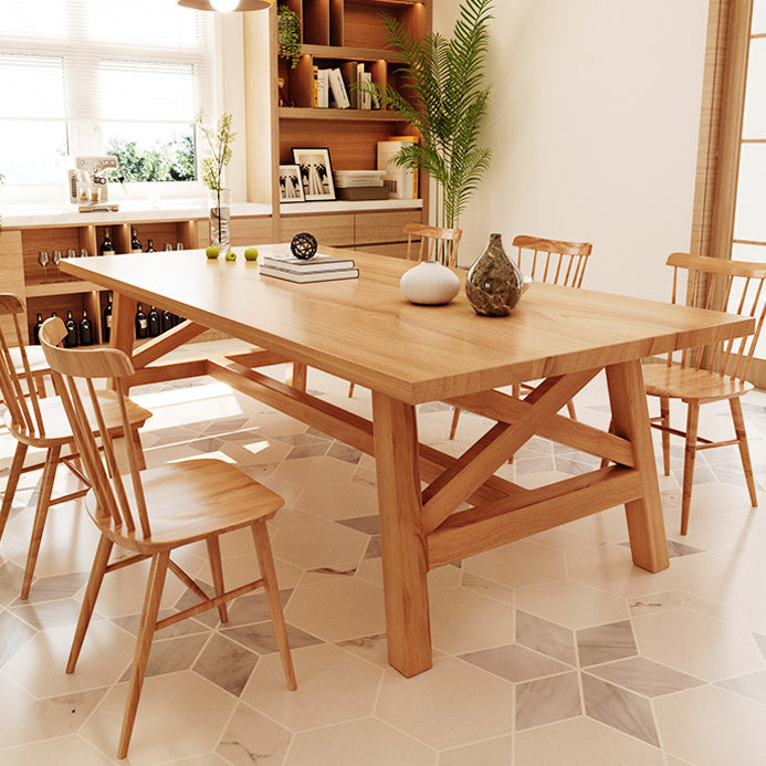 Rectangle Pine Solid Wood Table Modern Dining Table with Trestle Base for Restaurant Clearhalo ' dining_table' 'Dining Tables & Seating' 'Dining Tables' 'furn' 'furn_dining_table' 'Furniture' 'furniture_dining_table' 'Kitchen & Dining Furniture' 'kitchen&dining_furn' 'kitchen' 'kitchen_dining_table' 3600058