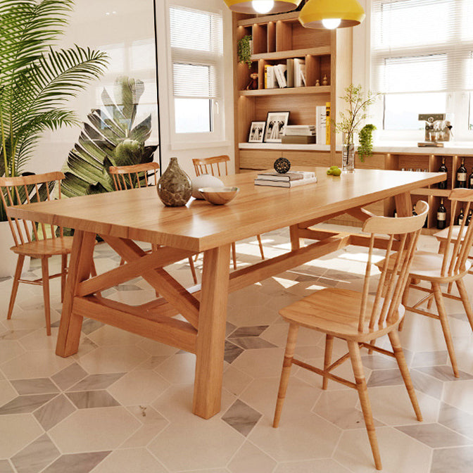 Rectangle Pine Solid Wood Table Modern Dining Table with Trestle Base for Restaurant Clearhalo ' dining_table' 'Dining Tables & Seating' 'Dining Tables' 'furn' 'furn_dining_table' 'Furniture' 'furniture_dining_table' 'Kitchen & Dining Furniture' 'kitchen&dining_furn' 'kitchen' 'kitchen_dining_table' 3600059