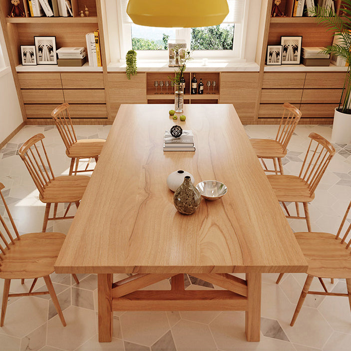 Rectangle Pine Solid Wood Table Modern Dining Table with Trestle Base for Restaurant Clearhalo ' dining_table' 'Dining Tables & Seating' 'Dining Tables' 'furn' 'furn_dining_table' 'Furniture' 'furniture_dining_table' 'Kitchen & Dining Furniture' 'kitchen&dining_furn' 'kitchen' 'kitchen_dining_table' 3600069