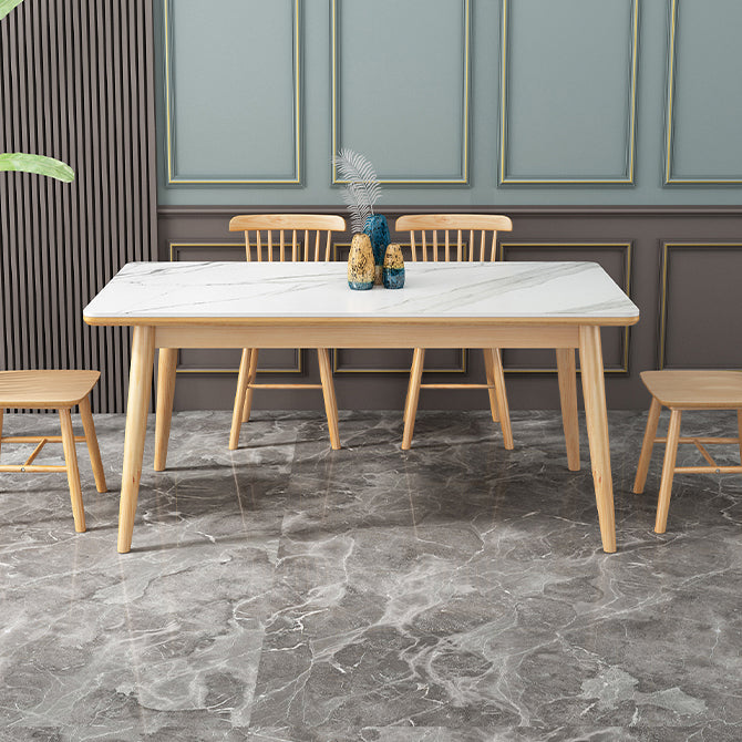 Simplicity Home Sintered Stone Dining Table Rectangle Shape Dining Table with 4 Legs Base Clearhalo ' dining_table' 'Dining Tables & Seating' 'Dining Tables' 'furn' 'furn_dining_table' 'Furniture' 'furniture_dining_table' 'Kitchen & Dining Furniture' 'kitchen&dining_furn' 'kitchen' 'kitchen_dining_table' 3600073