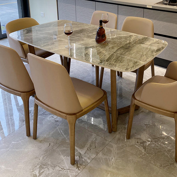 Solid Wood Contemporary Rectangular Dining Table Sintered Stone Top Table for Dining Room Clearhalo ' dining_table' 'Dining Tables & Seating' 'Dining Tables' 'furn' 'furn_dining_table' 'Furniture' 'furniture_dining_table' 'Kitchen & Dining Furniture' 'kitchen&dining_furn' 'kitchen' 'kitchen_dining_table' 3600095