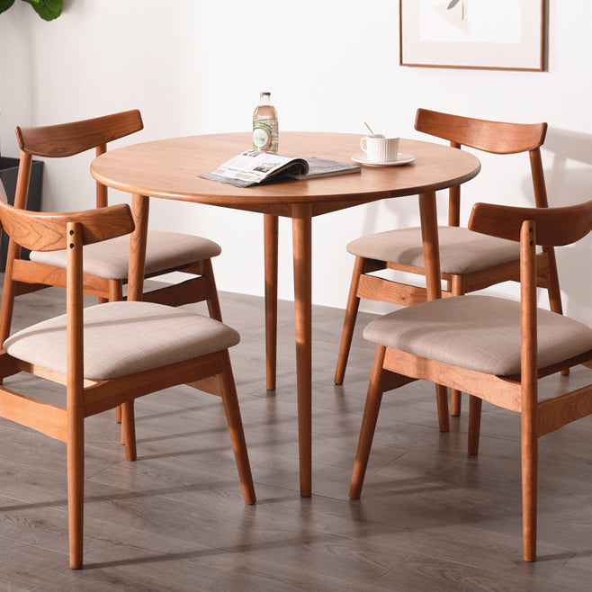 Solid Wood Double Pedestal Dining Table Simplicity Style Round Dinette Table Clearhalo ' dining_table' 'Dining Tables & Seating' 'Dining Tables' 'furn' 'furn_dining_table' 'Furniture' 'furniture_dining_table' 'Kitchen & Dining Furniture' 'kitchen&dining_furn' 'kitchen' 'kitchen_dining_table' 3600109