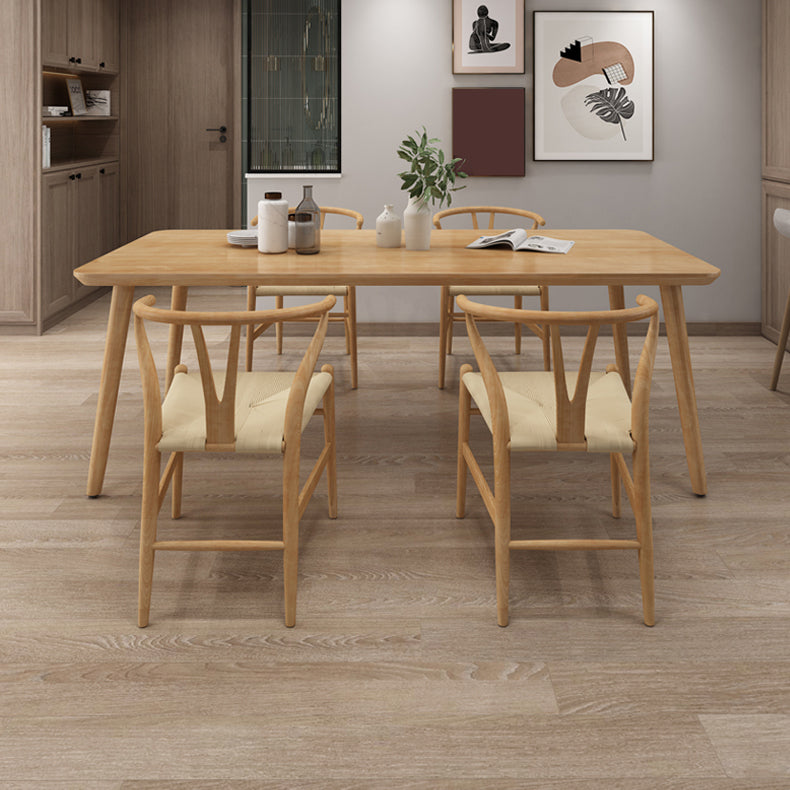 Simplicity Home Solid Wood Dining Table Rectangle Shape Dining Table with 4 Legs Base Clearhalo ' dining_table' 'Dining Tables & Seating' 'Dining Tables' 'furn' 'furn_dining_table' 'Furniture' 'furniture_dining_table' 'Kitchen & Dining Furniture' 'kitchen&dining_furn' 'kitchen' 'kitchen_dining_table' 3600119