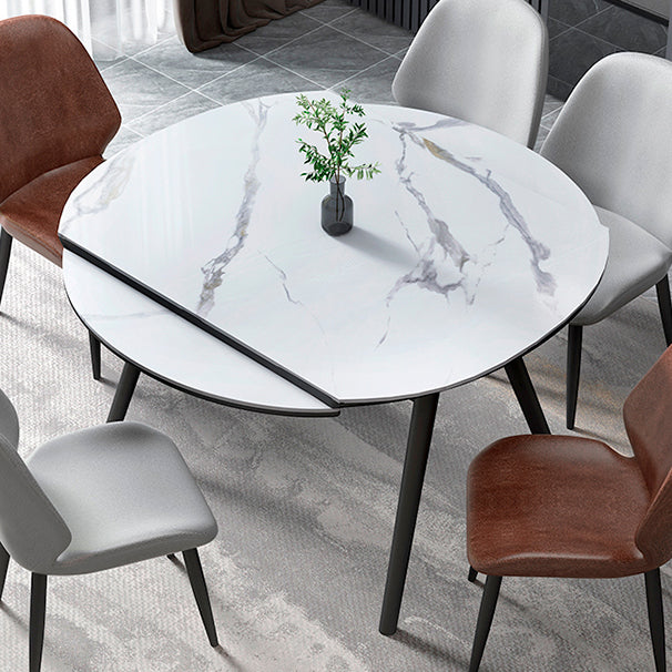Modern Style Sintered Stone Dining Table Round Table with 4 Legs for Home Clearhalo ' dining_table' 'Dining Tables & Seating' 'Dining Tables' 'furn' 'furn_dining_table' 'Furniture' 'furniture_dining_table' 'Kitchen & Dining Furniture' 'kitchen&dining_furn' 'kitchen' 'kitchen_dining_table' 3600128