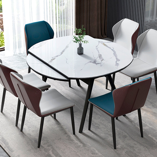 Modern Style Sintered Stone Dining Table Round Table with 4 Legs for Home Clearhalo ' dining_table' 'Dining Tables & Seating' 'Dining Tables' 'furn' 'furn_dining_table' 'Furniture' 'furniture_dining_table' 'Kitchen & Dining Furniture' 'kitchen&dining_furn' 'kitchen' 'kitchen_dining_table' 3600130
