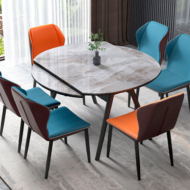 Modern Style Sintered Stone Dining Table Round Table with 4 Legs for Home Clearhalo ' dining_table' 'Dining Tables & Seating' 'Dining Tables' 'furn' 'furn_dining_table' 'Furniture' 'furniture_dining_table' 'Kitchen & Dining Furniture' 'kitchen&dining_furn' 'kitchen' 'kitchen_dining_table' 3600131