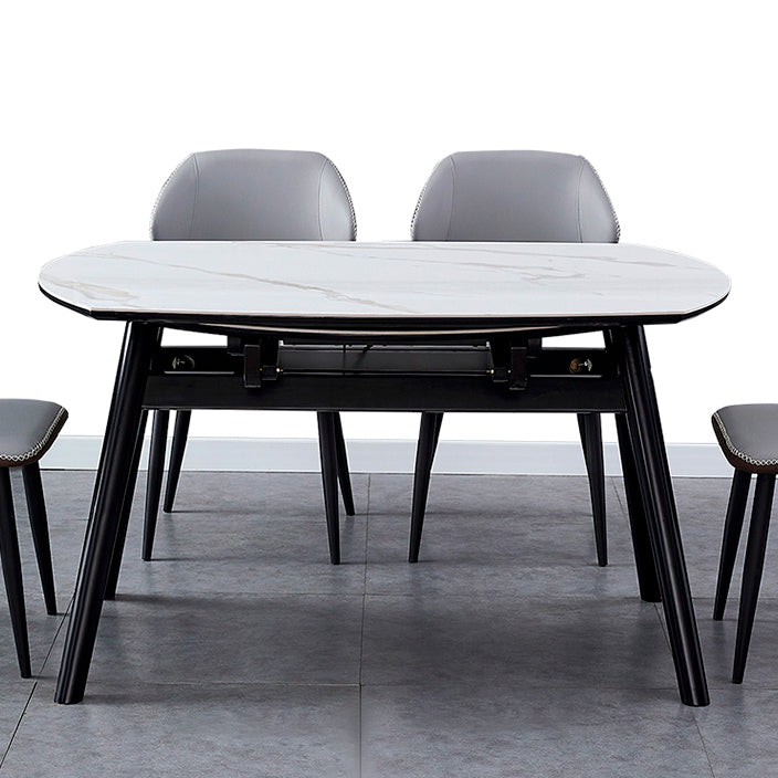 Modern Style Sintered Stone Dining Table Round Table with 4 Legs for Home Clearhalo ' dining_table' 'Dining Tables & Seating' 'Dining Tables' 'furn' 'furn_dining_table' 'Furniture' 'furniture_dining_table' 'Kitchen & Dining Furniture' 'kitchen&dining_furn' 'kitchen' 'kitchen_dining_table' 3600132