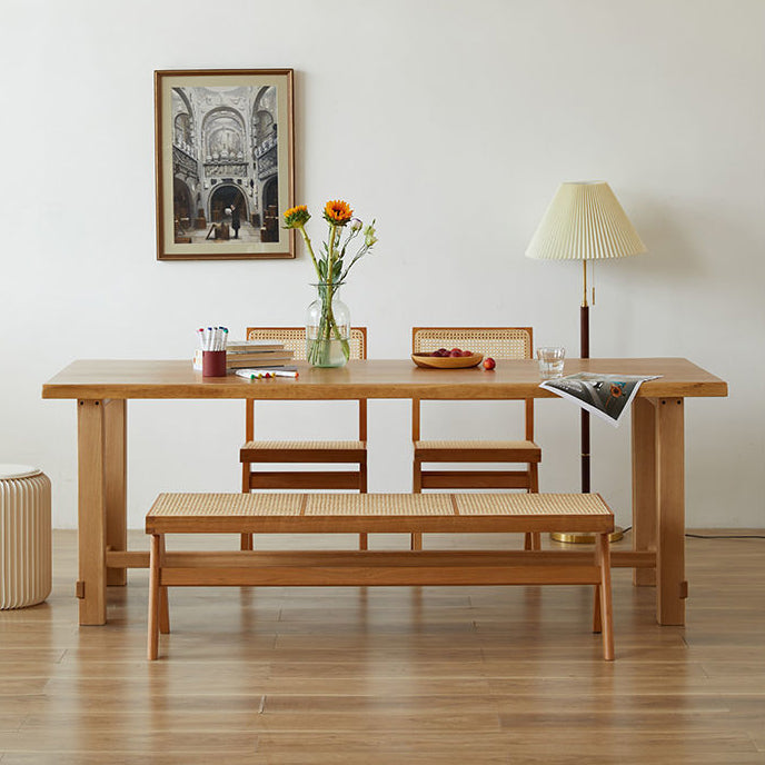 Rectangle Pine Solid Wooden Top Table Modern Dining Table with Acrylic Trestle Base Clearhalo ' dining_table' 'Dining Tables & Seating' 'Dining Tables' 'furn' 'furn_dining_table' 'Furniture' 'furniture_dining_table' 'Kitchen & Dining Furniture' 'kitchen&dining_furn' 'kitchen' 'kitchen_dining_table' 3600141
