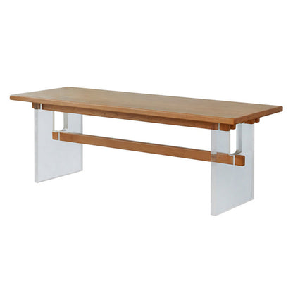 Rectangle Pine Solid Wooden Top Table Modern Dining Table with Acrylic Trestle Base Without Chairs Clearhalo ' dining_table' 'Dining Tables & Seating' 'Dining Tables' 'furn' 'furn_dining_table' 'Furniture' 'furniture_dining_table' 'Kitchen & Dining Furniture' 'kitchen&dining_furn' 'kitchen' 'kitchen_dining_table' 3600142