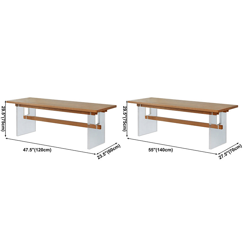 Rectangle Pine Solid Wooden Top Table Modern Dining Table with Acrylic Trestle Base Clearhalo ' dining_table' 'Dining Tables & Seating' 'Dining Tables' 'furn' 'furn_dining_table' 'Furniture' 'furniture_dining_table' 'Kitchen & Dining Furniture' 'kitchen&dining_furn' 'kitchen' 'kitchen_dining_table' 3600145