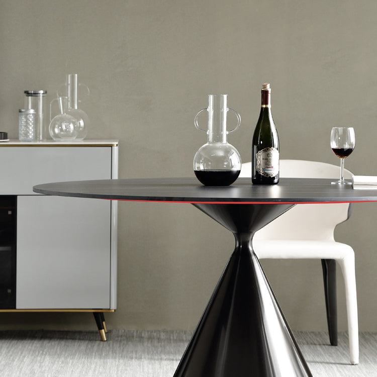 Sintered Stone Modern Round Dining Table Black Stone Top Table with Pedestal Clearhalo ' dining_table' 'Dining Tables & Seating' 'Dining Tables' 'furn' 'furn_dining_table' 'Furniture' 'furniture_dining_table' 'Kitchen & Dining Furniture' 'kitchen&dining_furn' 'kitchen' 'kitchen_dining_table' 3600190