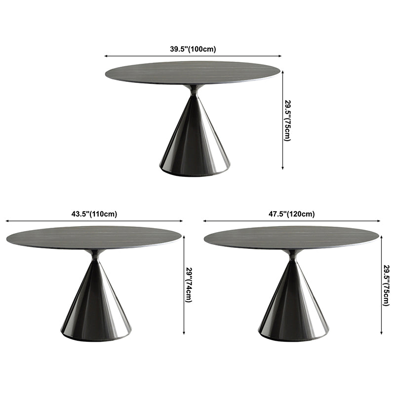 Sintered Stone Modern Round Dining Table Black Stone Top Table with Pedestal Clearhalo ' dining_table' 'Dining Tables & Seating' 'Dining Tables' 'furn' 'furn_dining_table' 'Furniture' 'furniture_dining_table' 'Kitchen & Dining Furniture' 'kitchen&dining_furn' 'kitchen' 'kitchen_dining_table' 3600191