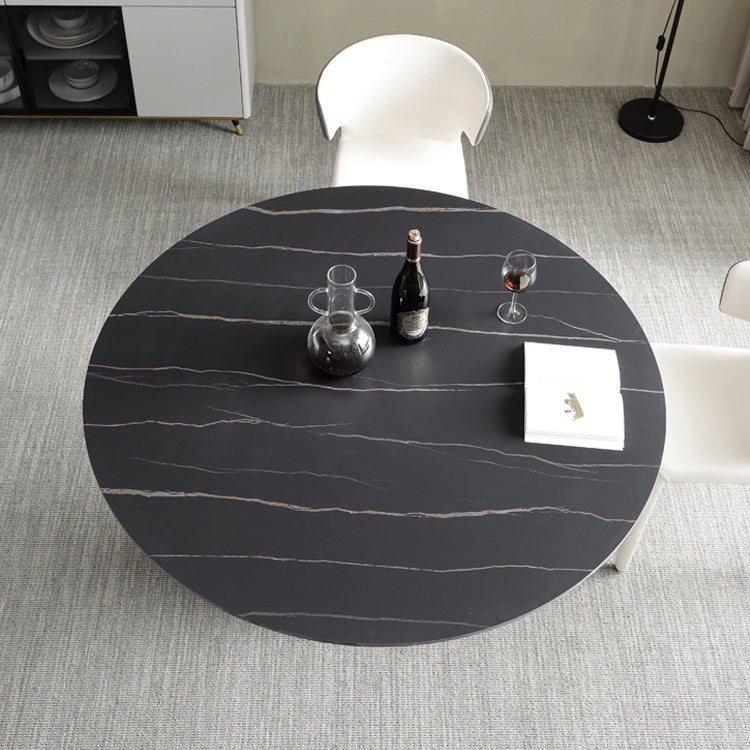 Sintered Stone Modern Round Dining Table Black Stone Top Table with Pedestal Clearhalo ' dining_table' 'Dining Tables & Seating' 'Dining Tables' 'furn' 'furn_dining_table' 'Furniture' 'furniture_dining_table' 'Kitchen & Dining Furniture' 'kitchen&dining_furn' 'kitchen' 'kitchen_dining_table' 3600192