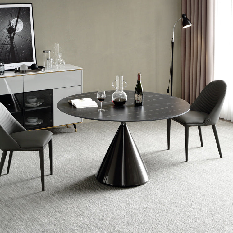 Sintered Stone Modern Round Dining Table Black Stone Top Table with Pedestal Clearhalo ' dining_table' 'Dining Tables & Seating' 'Dining Tables' 'furn' 'furn_dining_table' 'Furniture' 'furniture_dining_table' 'Kitchen & Dining Furniture' 'kitchen&dining_furn' 'kitchen' 'kitchen_dining_table' 3600193