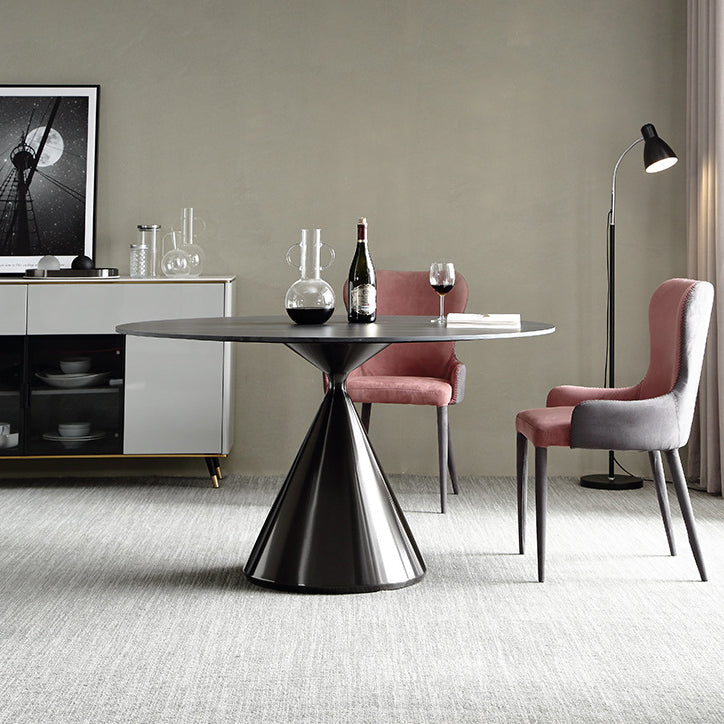 Sintered Stone Modern Round Dining Table Black Stone Top Table with Pedestal Clearhalo ' dining_table' 'Dining Tables & Seating' 'Dining Tables' 'furn' 'furn_dining_table' 'Furniture' 'furniture_dining_table' 'Kitchen & Dining Furniture' 'kitchen&dining_furn' 'kitchen' 'kitchen_dining_table' 3600194