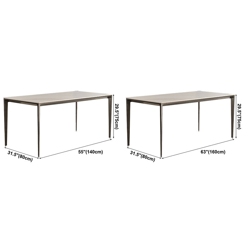 Contemporary Sintered Stone Dining Table 4 Legs Rectangular Table in White Clearhalo ' dining_table' 'Dining Tables & Seating' 'Dining Tables' 'furn' 'furn_dining_table' 'Furniture' 'furniture_dining_table' 'Kitchen & Dining Furniture' 'kitchen&dining_furn' 'kitchen' 'kitchen_dining_table' 3600204