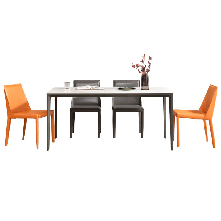 Contemporary Sintered Stone Dining Table 4 Legs Rectangular Table in White Clearhalo ' dining_table' 'Dining Tables & Seating' 'Dining Tables' 'furn' 'furn_dining_table' 'Furniture' 'furniture_dining_table' 'Kitchen & Dining Furniture' 'kitchen&dining_furn' 'kitchen' 'kitchen_dining_table' 3600205