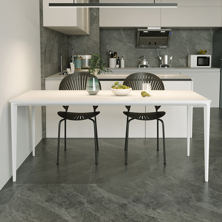 Modern Style Sintered Stone Dining Table 4 Legs Rectangular Table in White Clearhalo ' dining_table' 'Dining Tables & Seating' 'Dining Tables' 'Furniture' 'furniture_dining_table' 'Kitchen & Dining Furniture' 'kitchen&dining_furn' 'kitchen' 'kitchen_dining_table' 3600208