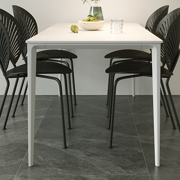 Modern Style Sintered Stone Dining Table 4 Legs Rectangular Table in White Clearhalo ' dining_table' 'Dining Tables & Seating' 'Dining Tables' 'Furniture' 'furniture_dining_table' 'Kitchen & Dining Furniture' 'kitchen&dining_furn' 'kitchen' 'kitchen_dining_table' 3600210