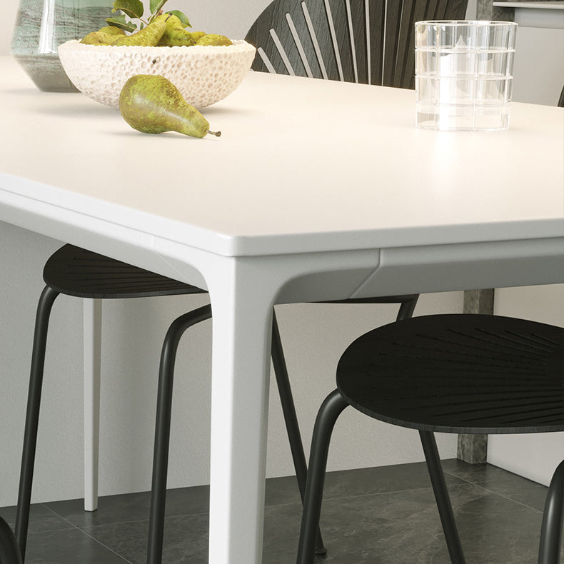 Modern Style Sintered Stone Dining Table 4 Legs Rectangular Table in White Clearhalo ' dining_table' 'Dining Tables & Seating' 'Dining Tables' 'Furniture' 'furniture_dining_table' 'Kitchen & Dining Furniture' 'kitchen&dining_furn' 'kitchen' 'kitchen_dining_table' 3600211