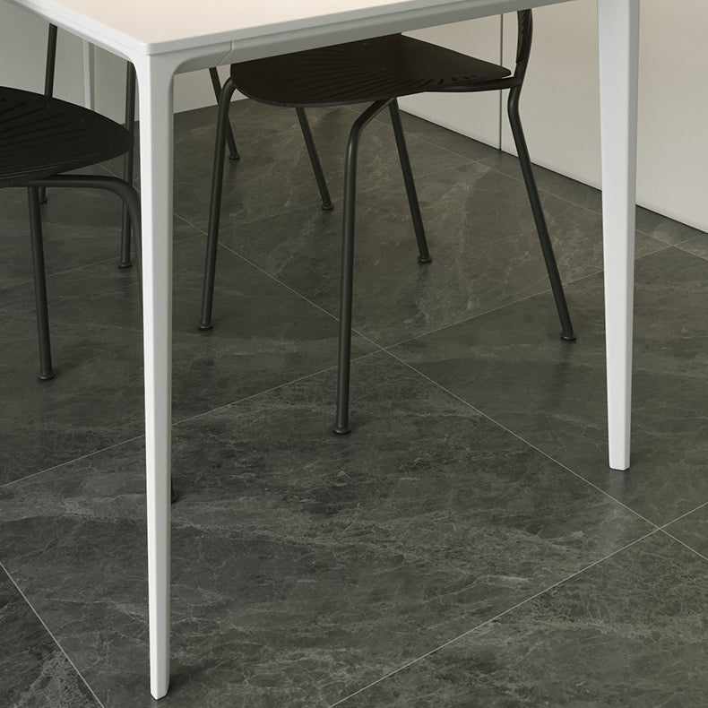 Modern Style Sintered Stone Dining Table 4 Legs Rectangular Table in White Clearhalo ' dining_table' 'Dining Tables & Seating' 'Dining Tables' 'Furniture' 'furniture_dining_table' 'Kitchen & Dining Furniture' 'kitchen&dining_furn' 'kitchen' 'kitchen_dining_table' 3600213