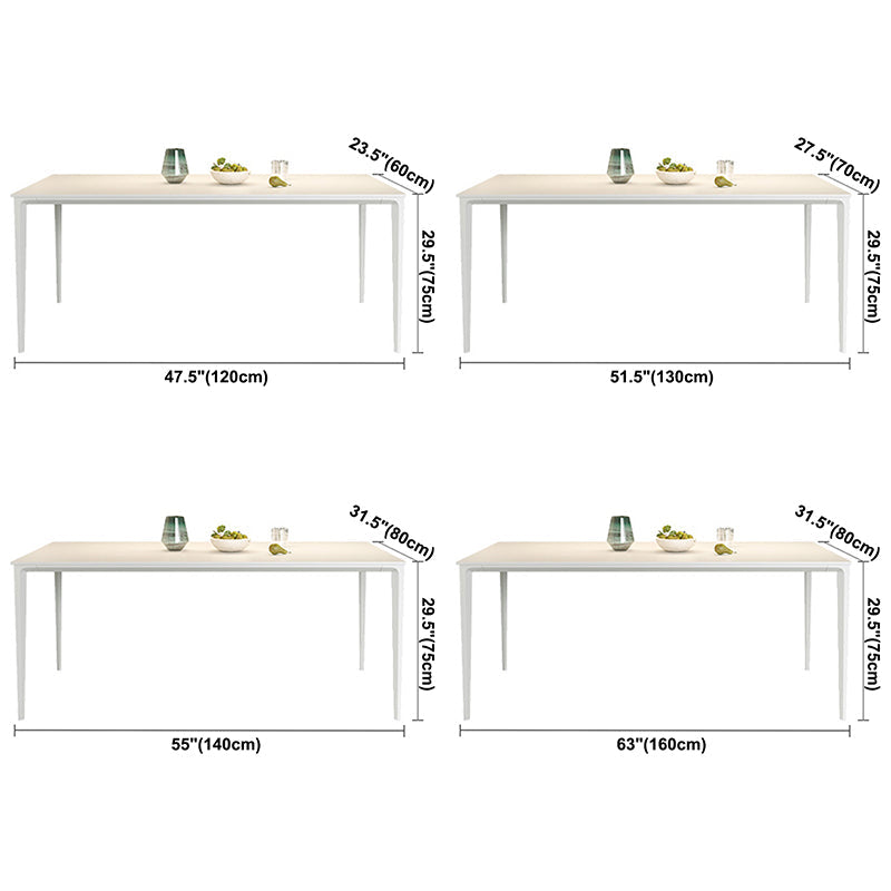 Modern Style Sintered Stone Dining Table 4 Legs Rectangular Table in White Clearhalo ' dining_table' 'Dining Tables & Seating' 'Dining Tables' 'Furniture' 'furniture_dining_table' 'Kitchen & Dining Furniture' 'kitchen&dining_furn' 'kitchen' 'kitchen_dining_table' 3600214