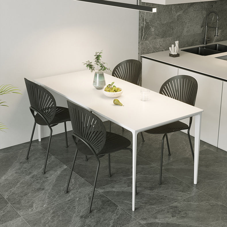 Modern Style Sintered Stone Dining Table 4 Legs Rectangular Table in White Clearhalo ' dining_table' 'Dining Tables & Seating' 'Dining Tables' 'Furniture' 'furniture_dining_table' 'Kitchen & Dining Furniture' 'kitchen&dining_furn' 'kitchen' 'kitchen_dining_table' 3600216