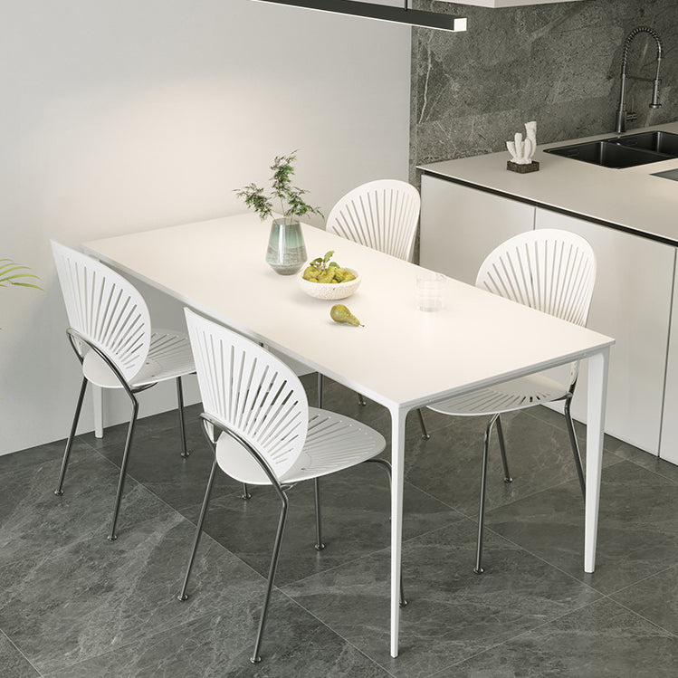 Modern Style Sintered Stone Dining Table 4 Legs Rectangular Table in White Clearhalo ' dining_table' 'Dining Tables & Seating' 'Dining Tables' 'Furniture' 'furniture_dining_table' 'Kitchen & Dining Furniture' 'kitchen&dining_furn' 'kitchen' 'kitchen_dining_table' 3600218