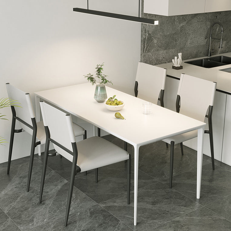 Modern Style Sintered Stone Dining Table 4 Legs Rectangular Table in White Clearhalo ' dining_table' 'Dining Tables & Seating' 'Dining Tables' 'Furniture' 'furniture_dining_table' 'Kitchen & Dining Furniture' 'kitchen&dining_furn' 'kitchen' 'kitchen_dining_table' 3600219